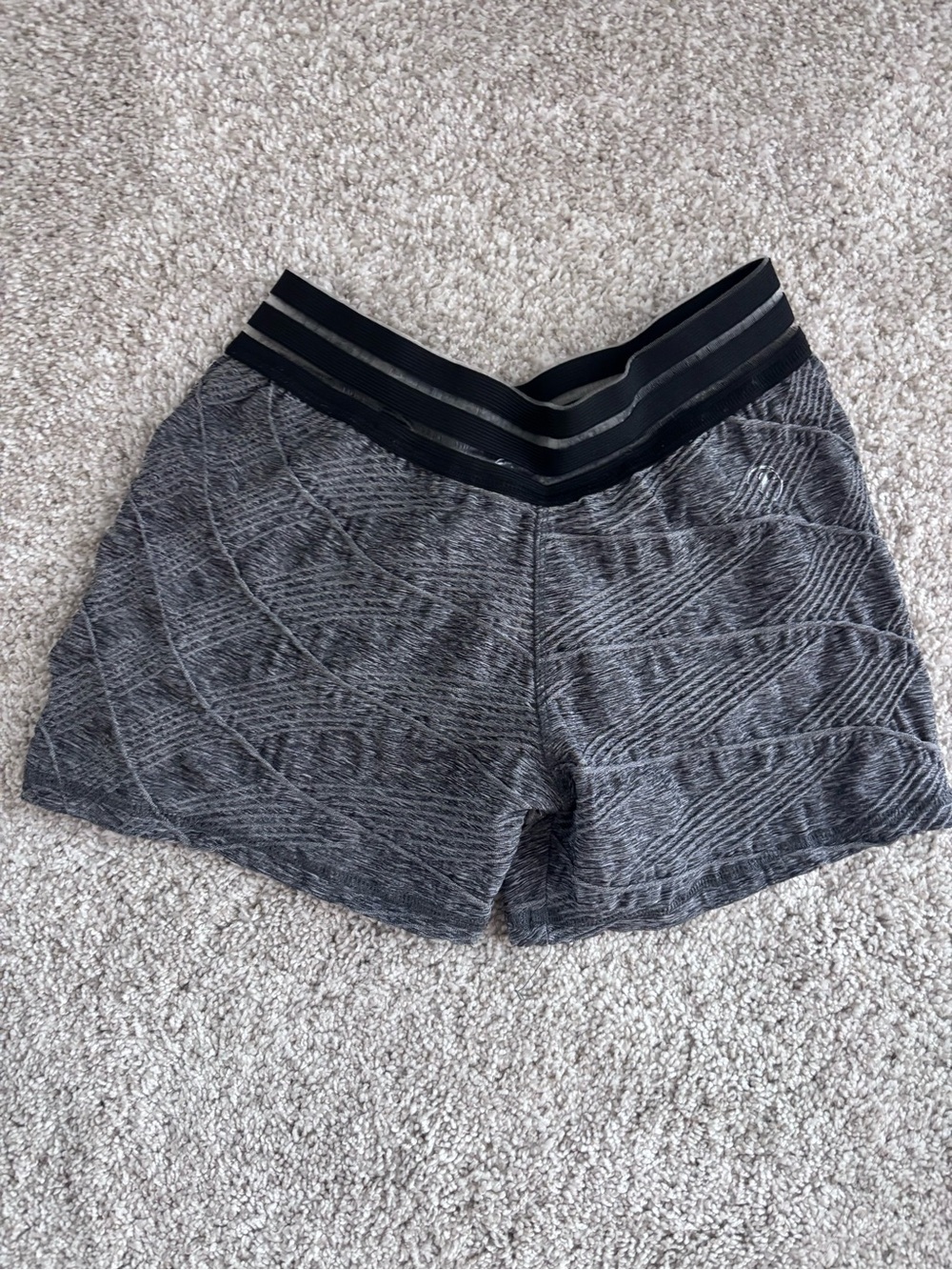 ABS2B Women's Gray scrunch Athletic Shorts with Striped Waistband